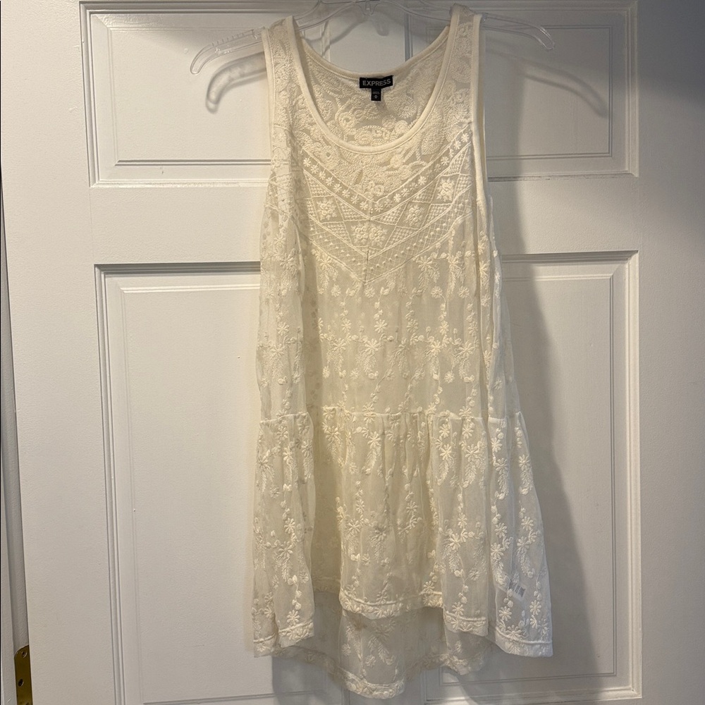 Express Cream Lace Sleeveless Dress